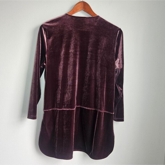 Lauren Ralph Lauren Velvet Peplum Tunic Blouse Women's Large Mauve Pink Buttons - Picture 8 of 13